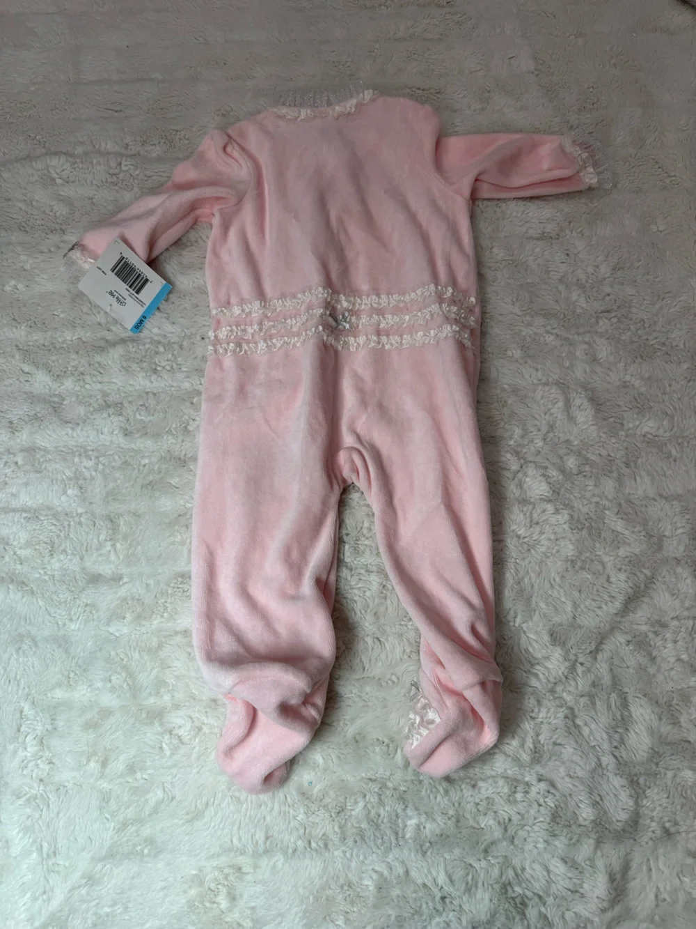 NWT Little Me Baby Pink One-Piece Footed Sleepsuit - Soft Plush